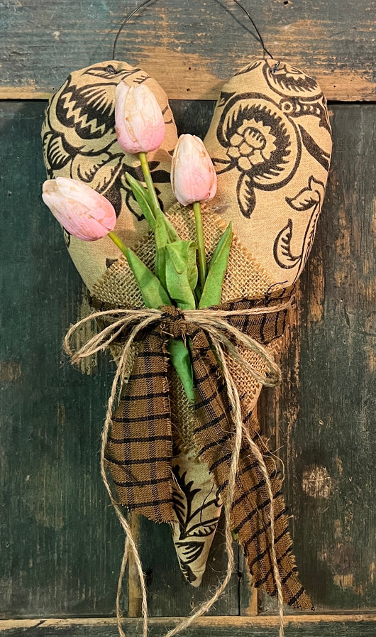 TBH-19 Fabric Heart with Faux Tulips