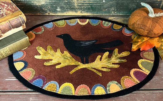 PB-352 Wool Crow Oval Mat