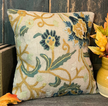 CD-CP-A1 Crewel Pillow - Oatmeal