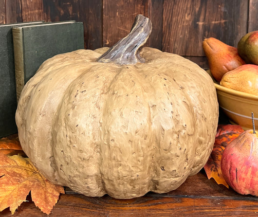 RA-146 Large Short Beige Paper Mache Pumpkin