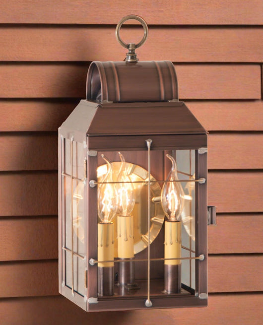 IR-129-3COP Martha's Wall Lantern in Antique Copper - 3-Light