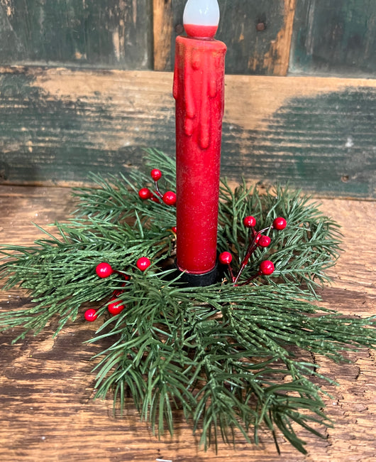 RA-135 Faux Angle Pine & Berry Candle Ring
