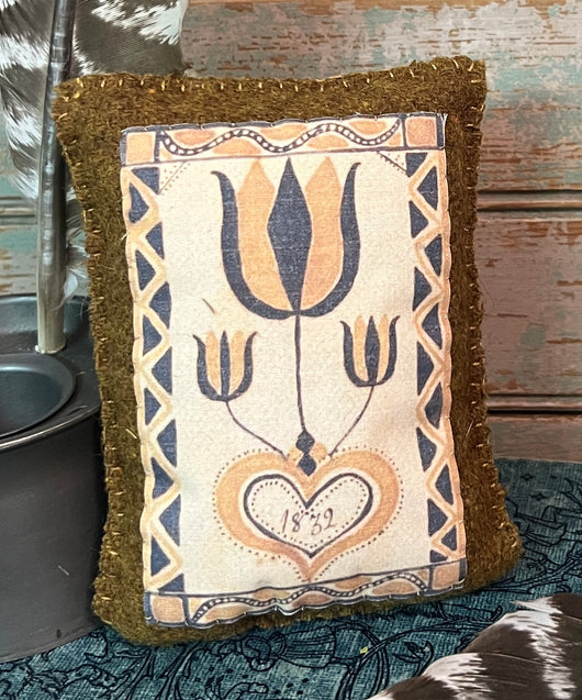 PB-306P Wool Pillow Tuck - Mustard with Tulip