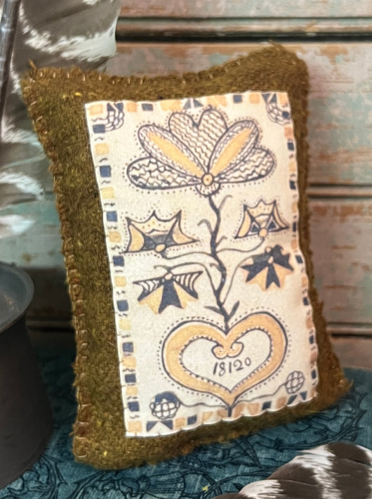 PB-306M Wool Pillow Tuck - Mustard with Flower
