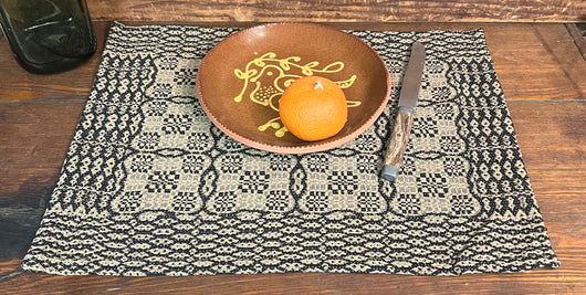 PM-SA-B Saratoga Placemat - Black & Tan