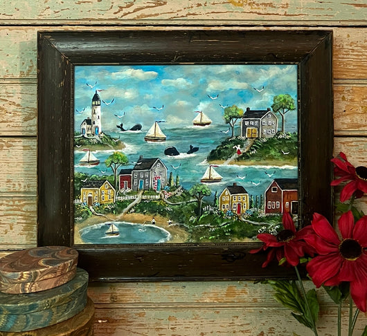 MKM-244 'Harborside Village' ORIGINAL Painting by MK Moulton