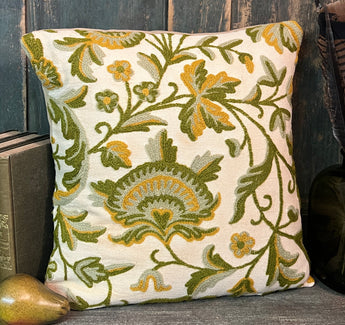 CD-CP-C1 Crewel Pillow - Moss
