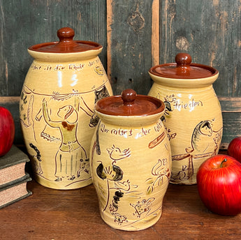 SJP-3SC1 Sgraffito Redware Canisters - Set of 3