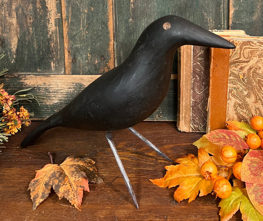 TPD-03 Hand-Carved & Painted Black Crow Decoy
