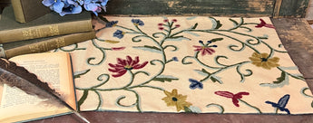 CD-LCR-B Crewel Table Long Runner - Blue Floral