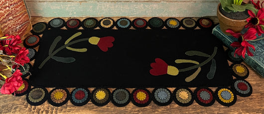 NG-181 Wool Red Flowers Appliqued Mat