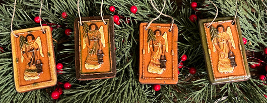 GMS-T57 Shooner Redware Angel with Pail Ornaments