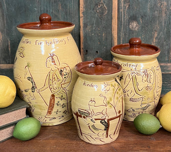 SJP-3SC3 Sgraffito Redware Canisters - Set of 3