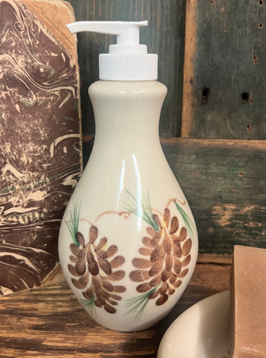 ECP-SP-C Pottery Soap Pump Dispenser - Pinecone