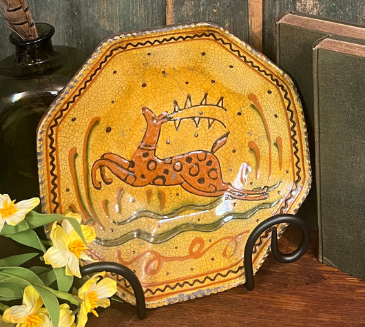 GMS-1550 Shooner Redware Stag Hex Plate
