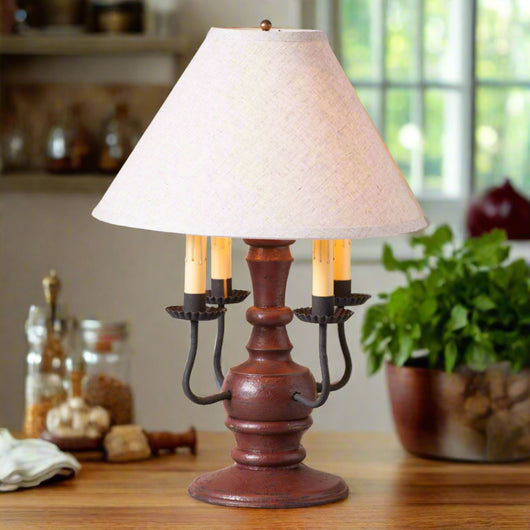 IR-836ATPLR Cedar Creek Lamp in Americana Red with Linen Ivory Shade