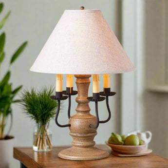 IR-836ATPWD Cedar Creek Lamp in Pearwood with Linen Ivory Shade
