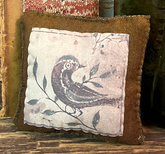 PB-306G Wool Pillow Tuck - Dk Mustard with Bird