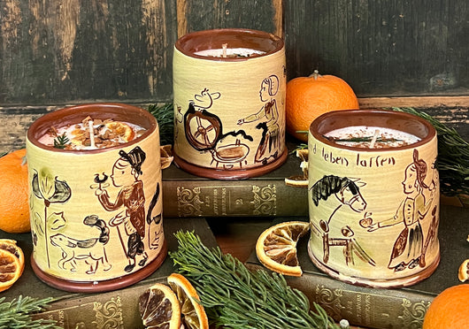 CD-OEC6 Sgraffito Soy Candle - Orange & Evergreen