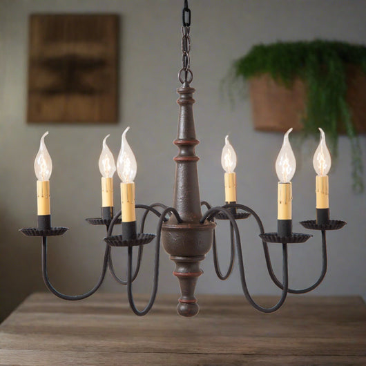 IR-9156TESB 6-Arm Harrison Wood Chandelier in Americana Espresso