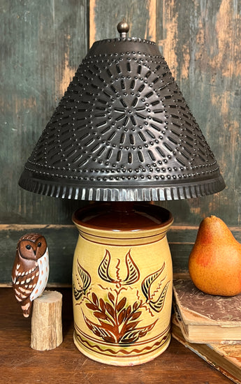SJP-SL1 Small Tulip Redware Lamp with Tin Shade