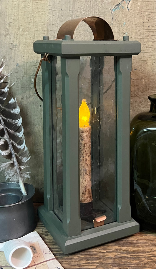 NV-WLG Wood Lantern with Handle - Green