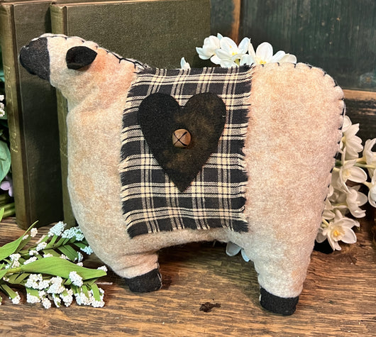 AFD-01M Felt Sheep with Heart & Bell