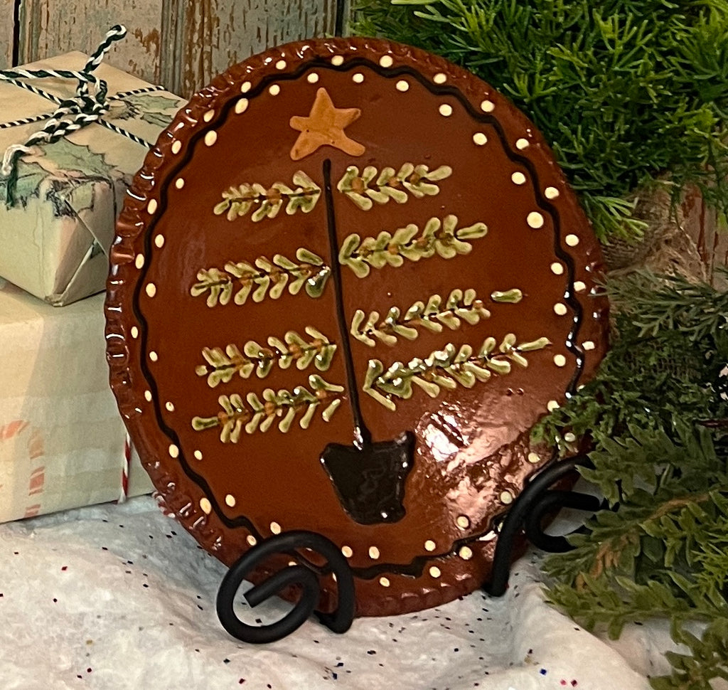 SJPCP1 7" Feather Tree Plate w Red Background Circa Home Living