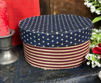 DD-178 Aged Americana Fabric Covered Oval Box