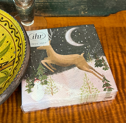 BI-06 Paper Cocktail Napkins - Holiday Leaping Stag