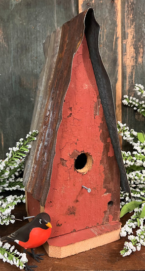 KEY-BH8B Aged Red Birdhouse