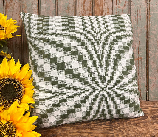 NV-196 Antique Coverlet Pillow - Green & White