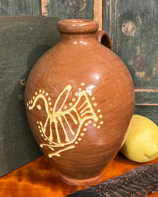 SE-315 Redware Lg Jug with Bird Design