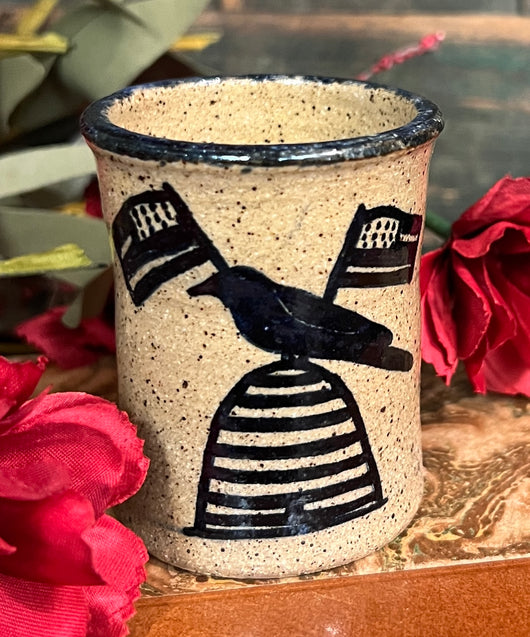 CC-2407 Pottery Beeskep & Crow Mini Crock
