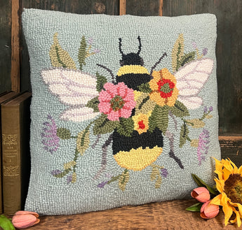 PH-103 Floral Bee Wool Hooked Pillow