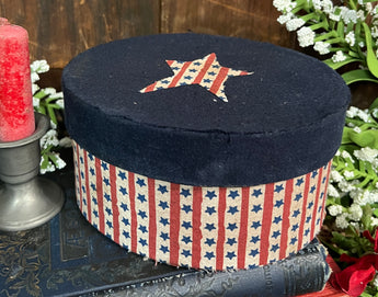 DD-181 Aged Americana Fabric Covered Oval Box