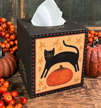 BHS-TC5 Cat & Pumpkin Print Tissue Cover