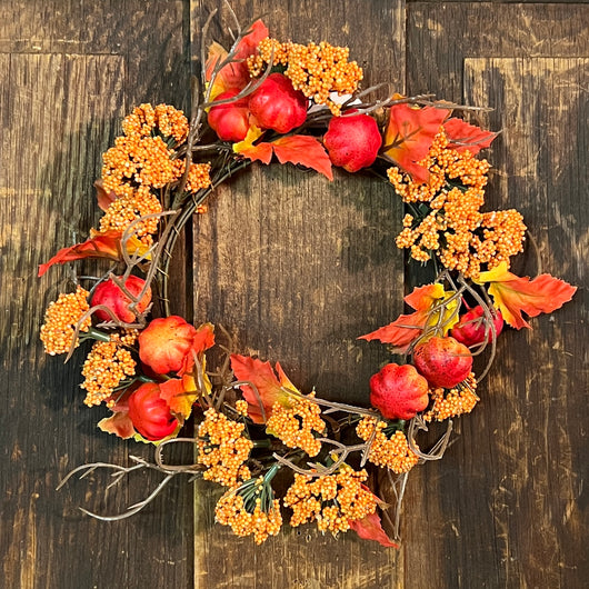 CG-2015 Faux Maple Leaves & Pumpkins Wreath
