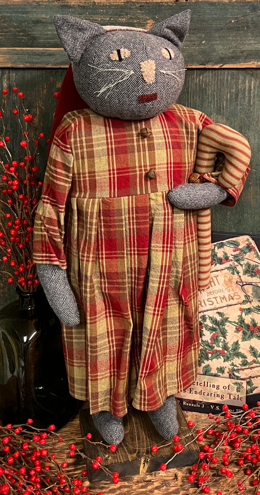 EC-16 Fabric Kitty holding Candy Cane