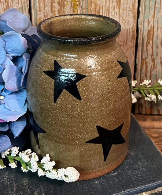 CC-2466 Small Pottery Crock - Stars