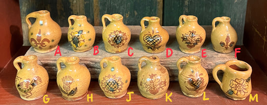 EJS-MP44 Mini Yellow Sgraffito Jugs & Cup