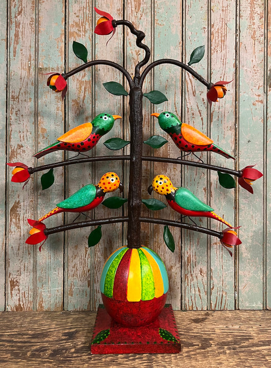 NV-642 Hand-carved & Painted Bird Tree by Dan Noyes