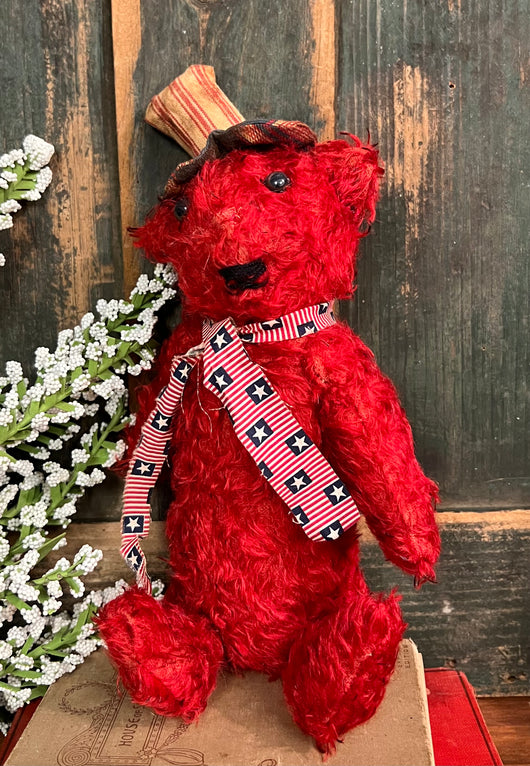 NV-631 Aged Americana Red Teddy Bear