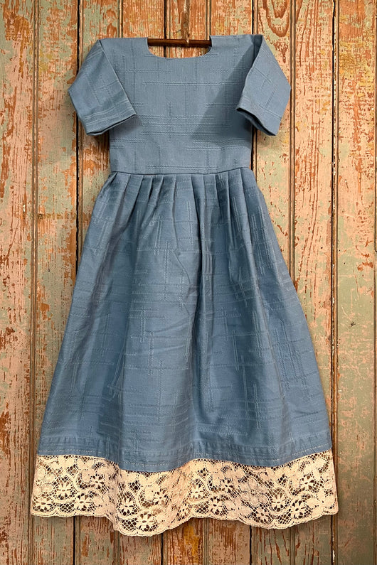 NV-612 Aged Blue Dress with Lace Trim