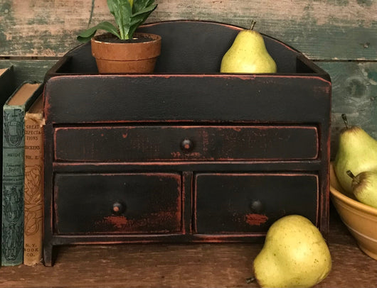 OTC-19BK Three Drawer Wood Pantry Box - Black over Red
