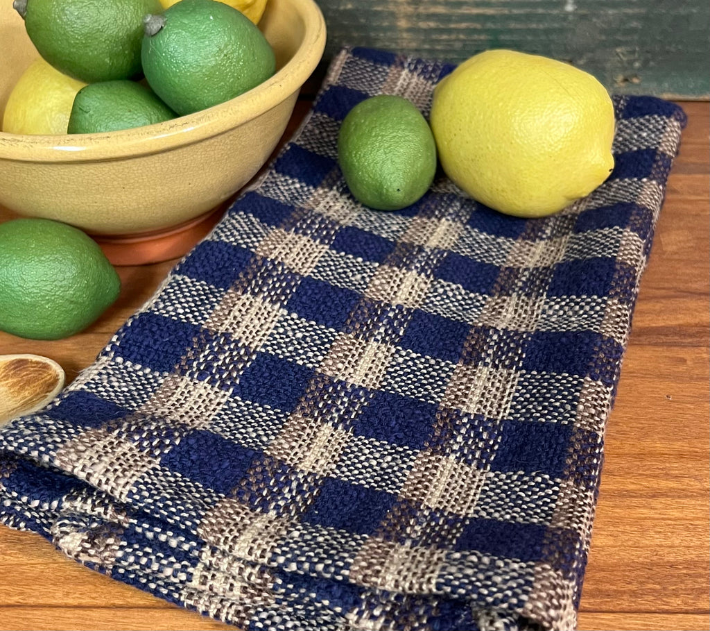 MVW02 Indigo Plaid with Brown Dish Towel Circa Home Living