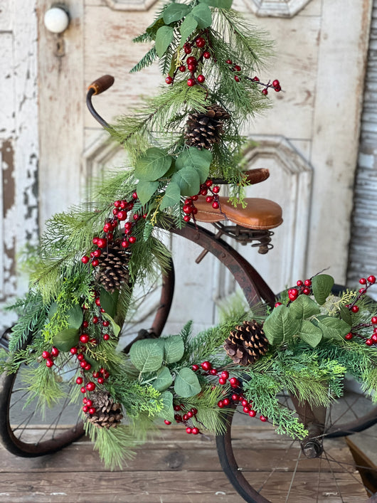 LH-34 Faux Ashland Pine with Red Berries Garland
