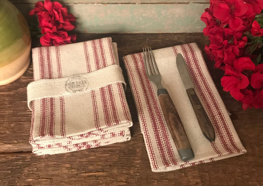 OLG-08 Red Striped Napkins - Set of 4