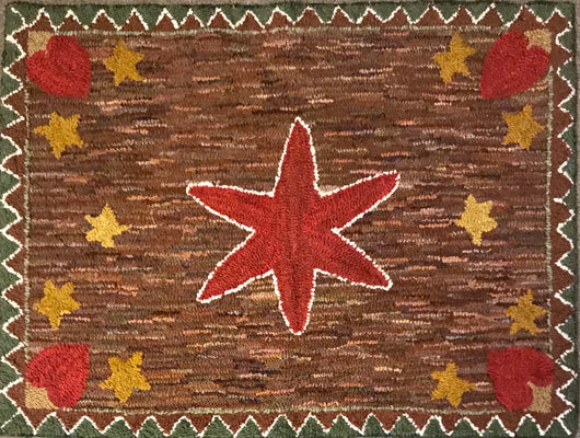 LG-2000 Hand-Hooked Red Star Wool Rug