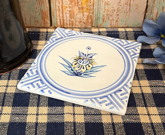 SE-117F Pottery Delft Trivet Tile